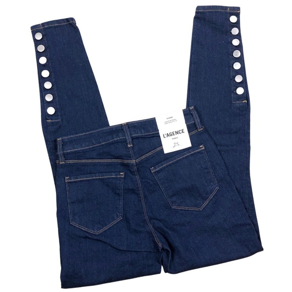 NWT L'AGENCE Piper High Rise Skinny Jeans Button Ankle Dark Wash Denim Size 25 - Picture 9 of 16
